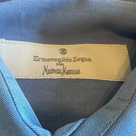 Ermenegildo Zegna Button-Down Dress Shirt Long Sleeve 100% Cotton Size 43 17 - Picture 10 of 13